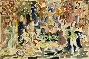 跳舞的人物，约1910-13年 作者 莫里斯·巴西·普伦德加斯特