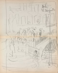 意大利素描本：圣玛格丽塔大桥（Bridge St. Margarita）1898-1899年，第67和68页。 作者 莫里斯·巴西·普伦德加斯特