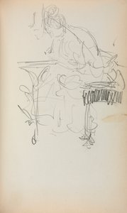 意大利素描本：《坐着的女人缝制》，第153页，1898-1899年。 作者 莫里斯·巴西·普伦德加斯特