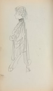 意大利速写本：《简介页中的站立的女人》，1898-1899年。 作者 莫里斯·巴西·普伦德加斯特