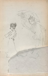意大利写生簿：《站立的女人》和《带雨伞的男人》，第2页，1898-1899年。