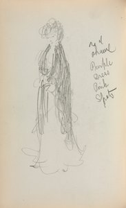 意大利写生簿：站立的女人和披肩第53页，1898-1899年。 作者 莫里斯·巴西·普伦德加斯特
