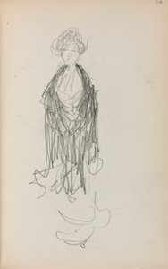 意大利写生簿：站立的女人和披肩，第54页，1898-1899年。 作者 莫里斯·巴西·普伦德加斯特