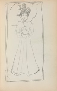 意大利写生簿：带遮阳伞的站立的女人，第233页，1898-1899年。 作者 莫里斯·巴西·普伦德加斯特