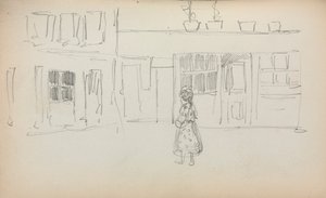 意大利写生簿：街景与女孩第159页，1898-1899年。 作者 莫里斯·巴西·普伦德加斯特