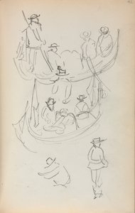 意大利写生簿：两座有人物的吊船，1898-1899年。 作者 莫里斯·巴西·普伦德加斯特