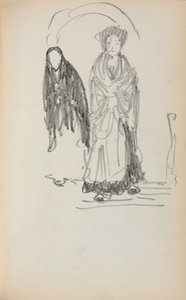 意大利写生簿：两个常任妇女，第123页，1898-1899年。 作者 莫里斯·巴西·普伦德加斯特