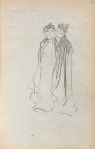意大利写生簿：两个常任妇女，第4页，1898-1899年。 作者 莫里斯·巴西·普伦德加斯特