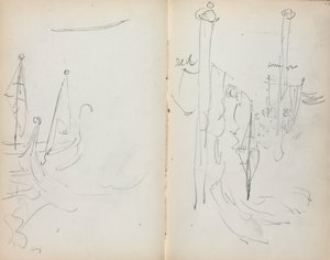 意大利速写本：《威尼斯人港口景观》第1页的1898-1899年第33和34页。 作者 莫里斯·巴西·普伦德加斯特