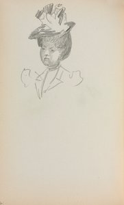 意大利素描本：女人，胸围长度，第142页，1898-1899年。 作者 莫里斯·巴西·普伦德加斯特
