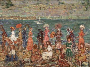 海滨，约 1913 年（布面油画） 作者 莫里斯·巴西·普伦德加斯特