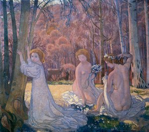 《春天风景的神圣树林》中的人物，1897年 作者 莫里斯·丹尼斯（Maurice Denis）