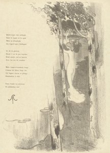 为斯特凡-马拉美的十四行诗《Petit Air》配插画：湖边树丛中站立的裸女
为斯特凡-马拉美的十四行诗《小空气》绘制的插图
初恋》（系列名称） 作者 L'Epreuve