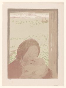 母亲与婴儿在窗前 作者 莫里斯·丹尼斯（Maurice Denis）