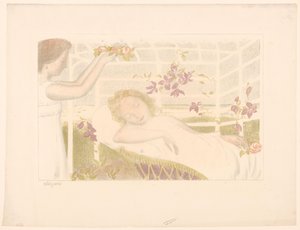 睡梦中的女孩接受花环
Allégorie（物品上的标题）
爱的表现（系列名称）
爱（系列名称） 作者 莫里斯·丹尼斯（Maurice Denis）