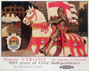 英国铁路海报广告&39;历史卡莱尔，通往苏格兰的门户&39;，1924年