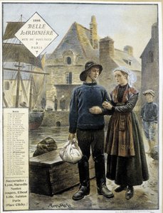 布列塔尼渔民前往纽芬兰 - 商店日历 "La Belle Jardinière" 作者 莫里斯·亨利·奥兰治