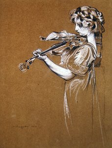 拉小提琴的少女 作者 莫里斯·朗加斯肯斯