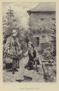 在Les Charmettes（雕刻）。 作者 莫里斯·勒卢瓦（Maurice Leloir）