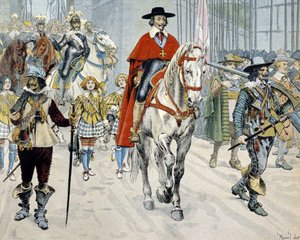 红衣主教黎塞留在巴黎街头骑马 作者 莫里斯·勒卢瓦（Maurice Leloir）