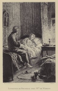 卢梭与瓦伦斯夫人的对话（凹版印刷） 作者 莫里斯·勒卢瓦（Maurice Leloir）