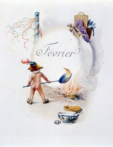 二月“本月之歌”，作者 Jérôme Doucet (Chandeleur)，插图 - Maurice Leloir，编辑。 兰斯 1904. L. Michaud 作者 莫里斯·勒卢瓦（Maurice Leloir）