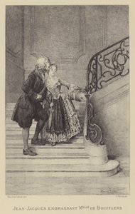 让-雅克·卢梭亲吻德·布弗勒夫人 (Madame de Boufflers) (雕刻) 作者 莫里斯·勒卢瓦（Maurice Leloir）