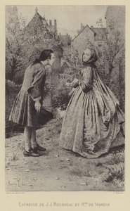 让-雅克·卢梭与德瓦朗夫人的会面（版画） 作者 莫里斯·勒卢瓦（Maurice Leloir）