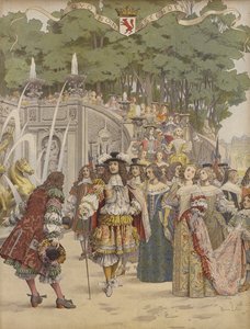 Nicolas Fouquet在Vaux接受路易十四国王 作者 莫里斯·勒卢瓦（Maurice Leloir）