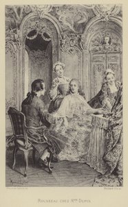 卢梭拜访杜宾夫人（版画） 作者 莫里斯·勒卢瓦（Maurice Leloir）