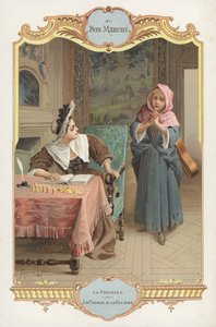 来自Jean de la Fontaines寓言的场景蝉和蚂蚁（蚂蚁和蚱蜢）（chromolitho）
