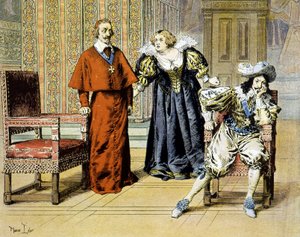 Dupe Day (11/11/1630)：黎塞留在玛丽·德·美第奇 (Marie de Medici) 的侮辱下仍然无动于衷——在莫里斯·勒卢瓦 (Maurice Leloir) 的“”黎塞留”中。 作者 莫里斯·勒卢瓦（Maurice Leloir）