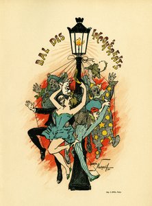 Poster pour le bal des incoherents，bal 于 1885 年至 1896 年间在巴黎举办，作为 Jules Levy 于 1882 年发起的艺术运动的一部分，les arts incoherents，莫里斯·纽蒙 (1868-1930) 的平版画插图，在 Les Programs illustres