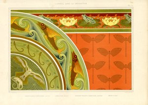 蜻蜓、青蛙和蝴蝶的水生装饰（平版） 作者 莫里斯·皮拉德·维尔纽尔