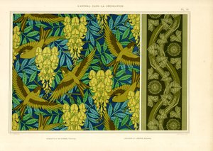 小鸟与紫藤、蜥蜴与常春藤（石版画） 作者 莫里斯·皮拉德·维尔纽尔