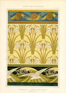 海洋动物、蜻蜓和海鸥的边框和表面图案（平版）