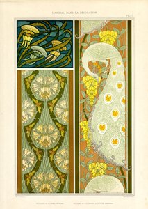 海洋动物、蝉和孔雀装饰画（石版画）