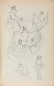 意大利素描本两艘有人物的贡多拉船 作者 莫里斯·普伦德加斯特