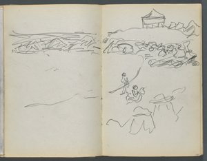 素描本，戴尔斯，第 127 期，第 130 和 131 页：海岸景观 作者 莫里斯·普伦德加斯特