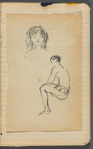 素描本，第 144 和 145 页之间有松动的封套。144  145 作者 莫里斯·普伦德加斯特