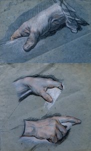 研究一个人的手（粉彩在纸上） 作者 莫里斯·昆汀·德拉图尔