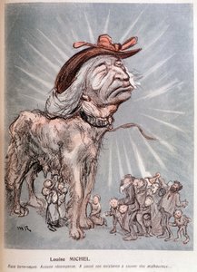 Cartoon of Louise Michel as a dog “” breed newfoundland (Newfoundland), no recompense, spent its existence saving the unfortunate.” 作者 莫里斯·拉迪格（Maurice Radiguet）