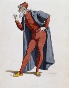 服装和戏剧角色：Pantalone（裤子，医生）来自“Masques et bouffons”（意大利喜剧）的轮胎，莫里斯·桑的文字和绘画，A. Manceau 的版画，乔治·桑的序言，巴黎，Michel Lévy Frères 作者 莫里斯·桑德
