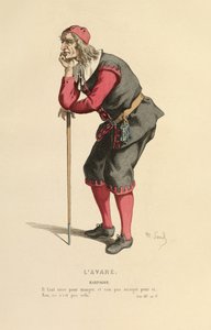 哈巴贡角色的服装，约 1868 年（雕刻） 作者 莫里斯·桑德