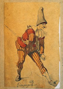 Giangurgolo，喜剧人物，莫里斯-桑（1823-1889）的画作。 作者 莫里斯·桑德