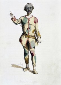 Harlequin (Arlechino) 取材自“”Masques et bouffons”（意大利喜剧），Maurice Sand 的文字和绘画，A. Manceau 的版画，Georges Sand 的序言