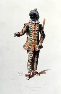 1671 年的丑角。莫里斯·桑《面具与小丑》，巴黎 19 世纪。 （莫里斯·桑是乔治·桑的儿子）。