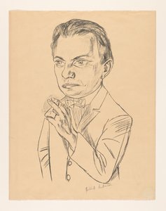 叼着香烟的自画像 作者 Max Beckmann（艺术家签名）