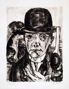 戴着圆顶礼帽的自画像。 马克斯·贝希曼 (Max Bechmann) 雕刻（1884-1950） 作者 马克斯·贝克曼