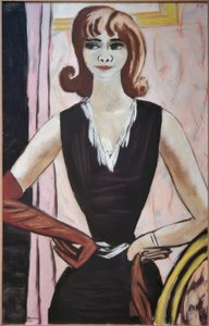 粉红色和紫罗兰色的Quappi画像 作者 马克斯·贝克曼